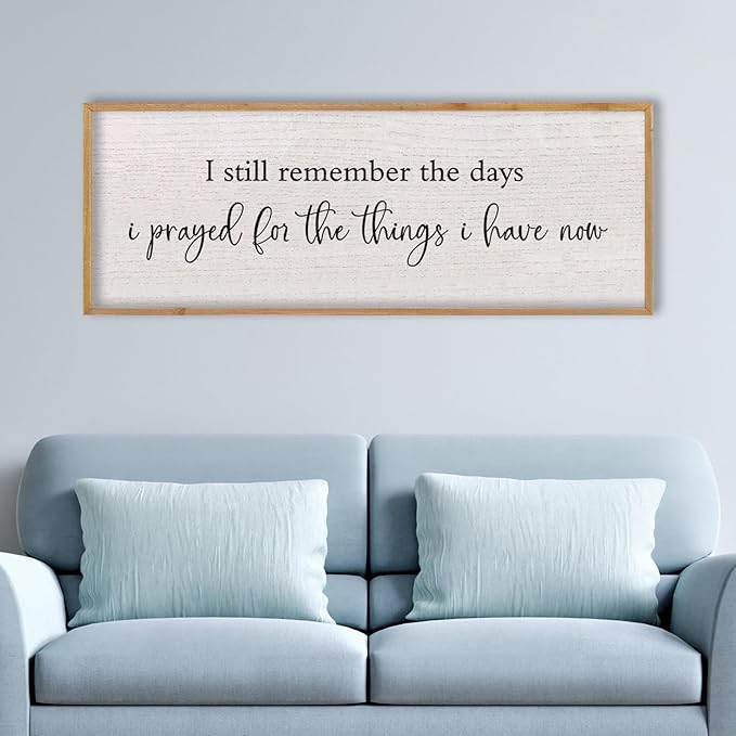 LuZhiQiang Bible Verse Wall Decor I Still Remember the Days I Prayed Sign 40"×15" Christian Grateful Inspirational Religious for Catholic Wall Art Scripture Living Room Religious Wall Hanging (Wood)