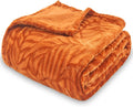 SOCHOW Super Soft Flannel Fleece Fall Throw Blanket, Lightweight Cozy Warm Leaves Textured Plush Blanket for Bed Couch Sofa, 50 x 60 Inches, Orange