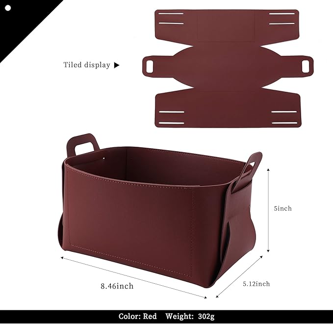 Leather Valet Tray, Catchall Tray, Desktop Storage Organizer, Bedside Caddy for Men - Key Wallet Watch Coin Phone Change, Candy Holder, Convenient for Travel (06 Red 1)