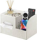 Fanousy Modern PU Leather Cube Tissue Box Cover with Storage Tray, Multifunctional Remote Control Holder & Facial Tissue Dispenser Organizer for Nightstand, Bathroom, Bedroom, Office & Home Decor