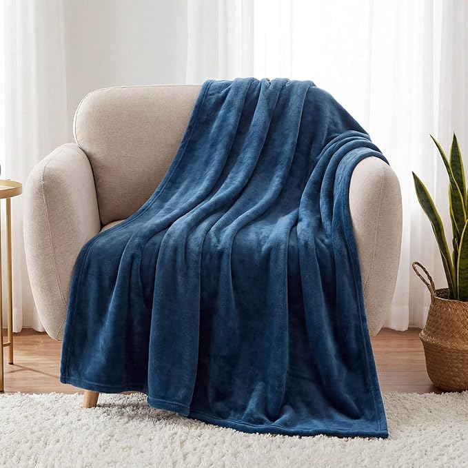 Plush Velvet Fleece Bed Blanket, Lightweight Queen Size Blanket, Soft Fuzzy Cozy Blanket for Couch (Royal Blue, Queen)