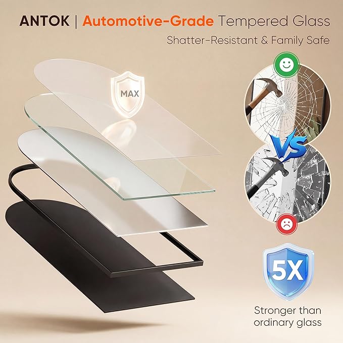 Antok 58" x19” Arched Full Length Floor Mirror, Black Aluminum Frame, Free Standing/Wall Mount/Leaning for Bedroom, Living Room, Dressing Room