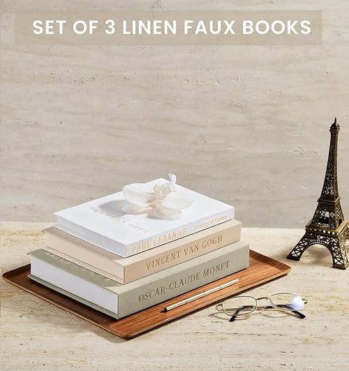 Aesthetic Decorative Books - Coffee Table Books Decor - Faux Decor Book Storage Box for Decoration - Set of 3 Linen Fake Book for Home Table Decor - Bedside Tables Decors - Home Room Bookshelf Decors with 9.06 x 6.3 x 0.984,9.84 x 7.09 x 1.18,11.02x 7....