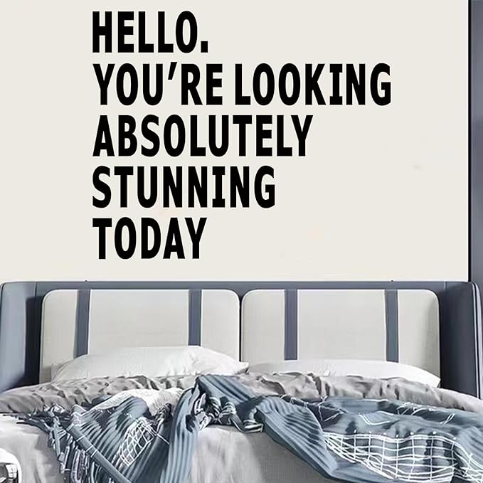 Inspirational Quotes Bathroom Wall Decals : Women Beautiful Home Positive Vinyl Art Wall Stickers - Living Room Bedroom Kitchen Family Wall Decor - Hello You Look Great Today 24" X 20"