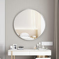 Itrue Round Mirror 24 inch Silver, Circle Mirror for Wall, Bathroom Mirrors for Over Sink,Living Room, Bathroom, Vanity, Entryway, Hallway.