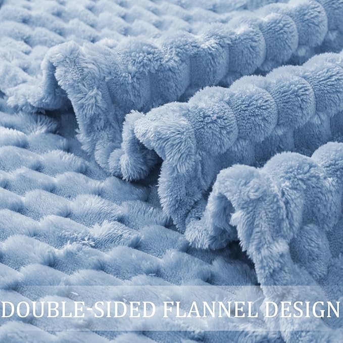 Exclusivo Mezcla Fleece Throw Blanket for Couch, Extra Large Fuzzy Stone Blue Bed Blankets, Soft Cozy Plush Sofa Throws for All Seasons, 50x70 Inches