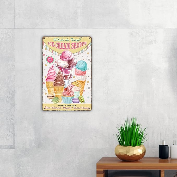 Funny Ice Cream Metal Tin Sign Wall Decor Sweet and Delicious Retro Sign for Home Decor Gifts
