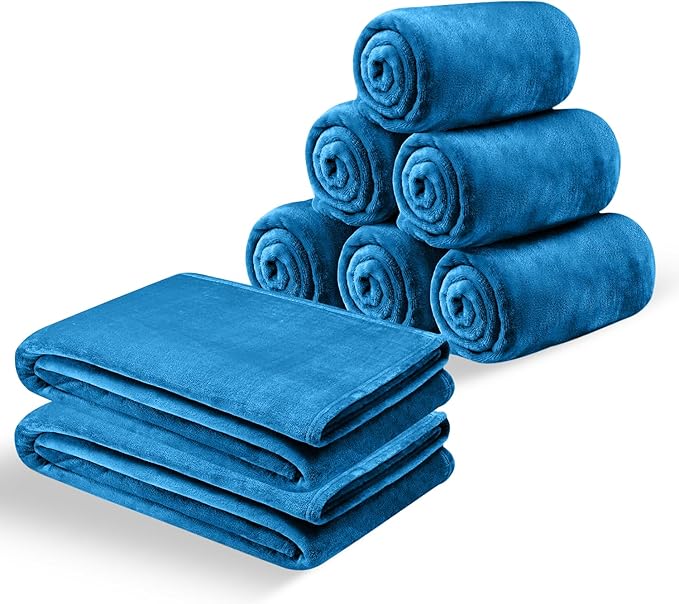 IR Imperial Rooms Fleece Blanket King Size, Pack of 8 – Soft 400 GSM Plush Microfiber King Size Blanket, Warm Lightweight King Blanket for The Bed, Bulk Value Pack 108x90 Inches, Teal