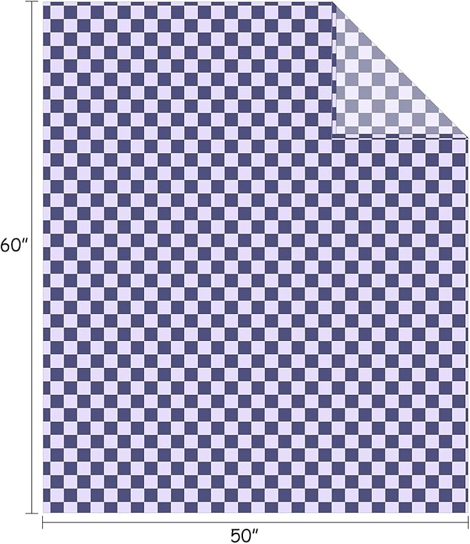 FY FIBER HOUSE Checkered Flannel Fleece Throw Blanket Soft Cozy Checkerboard Grid Print Chessboard Gingham Pattern Blankets for Bed Couch Sofa, 50"x60", Periwinkle Blue