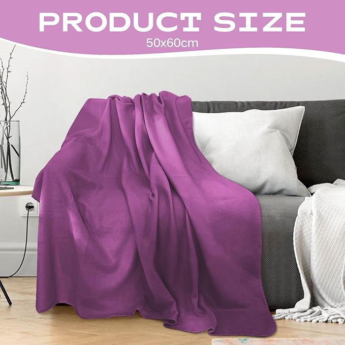 12PCS Fleece Throw Blankets Bulk 60 x 50 in Soft Blankets Fabric Warm Lightweight Wool Blanket Cozy Coverlet for Beds Sofas Home for All Seasons (12, Purple, 50"x60")