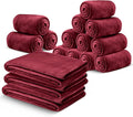 IR Imperial Rooms Fleece Blanket 16 Pack - Super Soft Fluffy Burgundy Throw Blanket for Sofa and Bed - Warm and Cozy Lightweight 400 GSM Microfiber Bed Throws Blankets, 50x60 Inches (Throw/Travel)