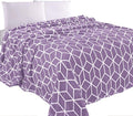 Elegant Comfort Luxury Velvety Feel Blanket, All-Season Lightweight Blanket, Ultra Plush, Soft, Cozy-Fuzzy Flannel Fleece for Couch, Sofa, Bed, Travel, Cube Design, Full/Queen, Lilac