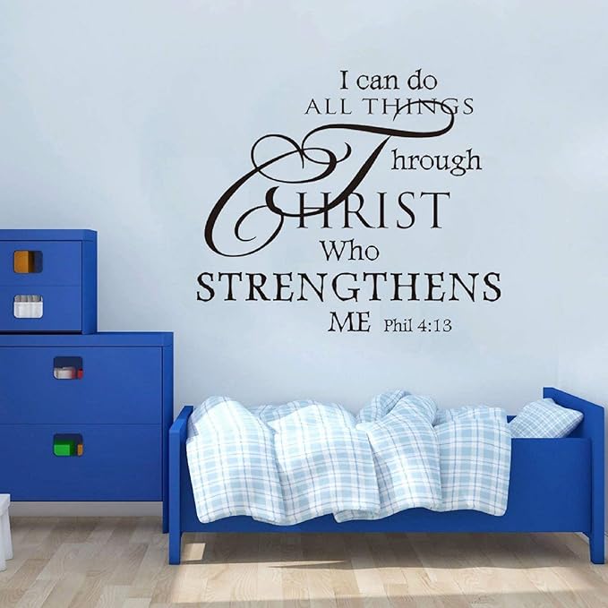 Inspirational Wall Decor Quotes Stickers–I Can Do All Things Through Christ Who Strengthens Me– Decor for Living Room Bedroom Classroom Playroom Nursery Room Wall Decals Decorations