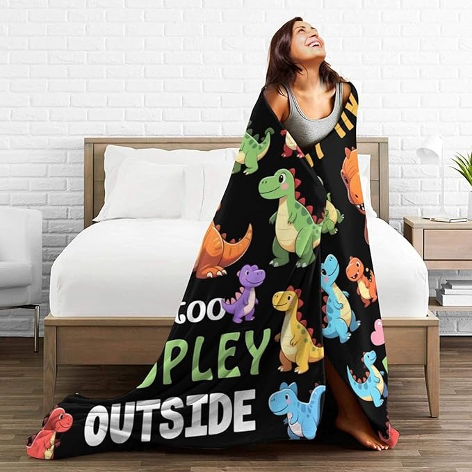 Cute Dinosaur Throw Blanket - Soft Plush Fleece Dino Toddler Bedding Blankets- Cozy Funny Dinosaur Stuff Gifts for Girls Boys Kids Women 60"X80"