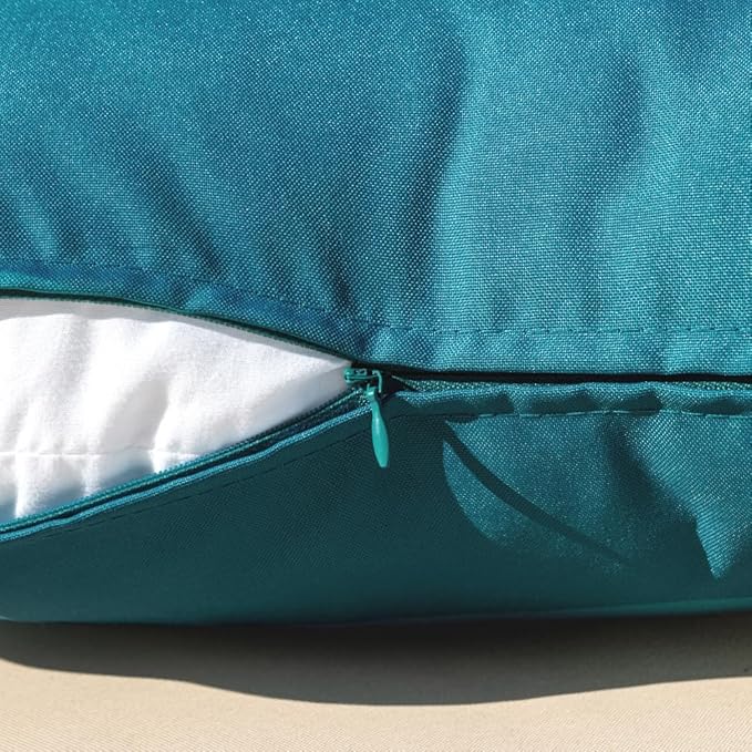 MIULEE Pack of 2 Decorative Outdoor Waterproof Pillow Covers Square Garden Cushion Sham Throw Pillowcase Shell for Spring Patio Tent Couch 16x16 Inch Deep Blue