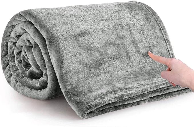 IR Imperial Rooms Fleece Blankets Queen Size 90x90 Inches - Super Soft Fluffy Light Grey Throw Blanket for Sofa and Bed - Warm and Cozy Lightweight 400 GSM Microfiber Bed Throws Blankets