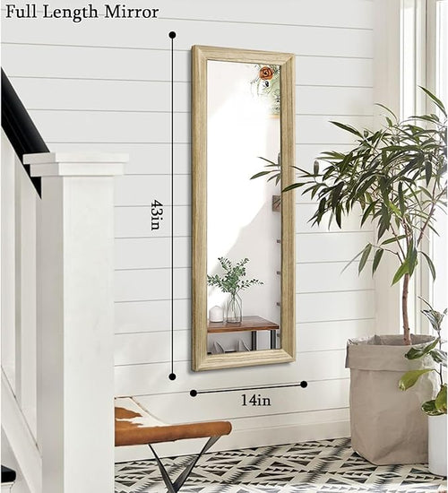 AAZZKANG Full Length Door Mirror Wooden Frame Large Mirrors for Wall 43"x14" Rectangular for Bedroom Living Room Bathroom Dressing Room Entryway