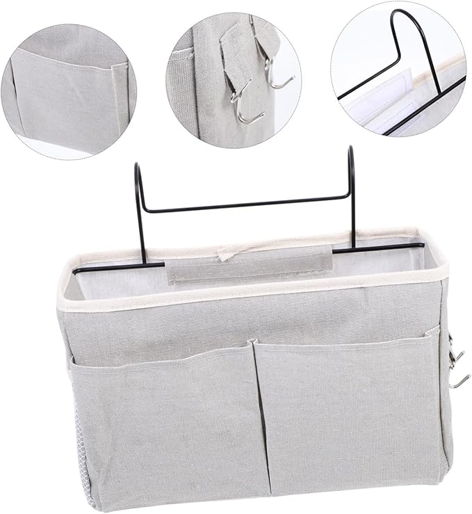Cabilock Practical Hanging Bedside Storage Basket Multipurpose Pouch Pockets Dorm Bed Bunk Loft College Dorm Rooms Baby Rails Bedroom Living Room