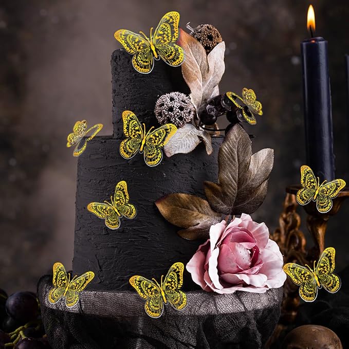 Gold Butterfly Wall Sticker - 60pcs Butterflies Mural Wall Stickers for Home Room Decoration, Brithday Wedding Party Festival Decorations Reusable Removable Decor