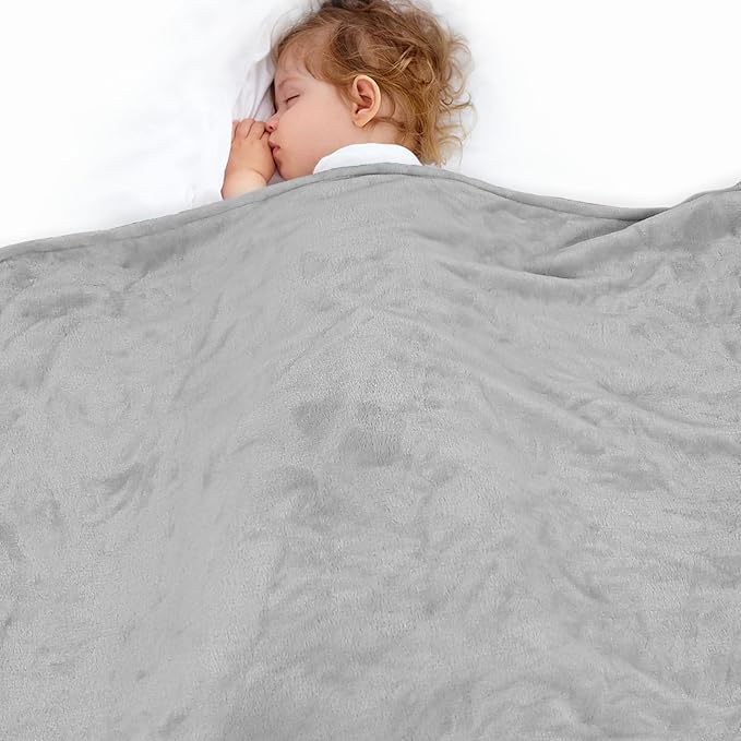 Lukeight Baby Blanket Fleece Toddler Blankets for Boys and Girls, Soft Cozy Fluffy Small Baby Newborn Blankets for Crib, Stroller, Travel and Bed (Light Grey, 30x40 Inches)