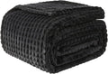 EMME Fleece Blanket, 3D Jacquard Throw Blanket for Couch and Bed, Soft Cozy and Fluffy Blankets Lightweight Luxury Flannel with Geometric Grid Design (Black, 80" x 90")