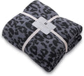 MH MYLUNE HOME Ultra Soft Leopard Throw Blanket (50x60 inches) Microfiber Blanket Plush Warm Reversible Cheetah Blanket Leopard Pattern Throw for Couch Bed Sofa - Dark Blue and Charcoal Gray, 50"x60"