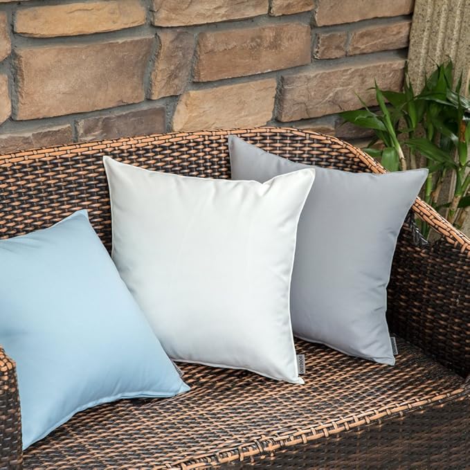 MIULEE Pack of 2 Decorative Outdoor Waterproof Pillow Covers Square Garden Cushion Sham Throw Pillowcase Shell for Spring Patio Tent Couch 16x16 Inch Light Grey