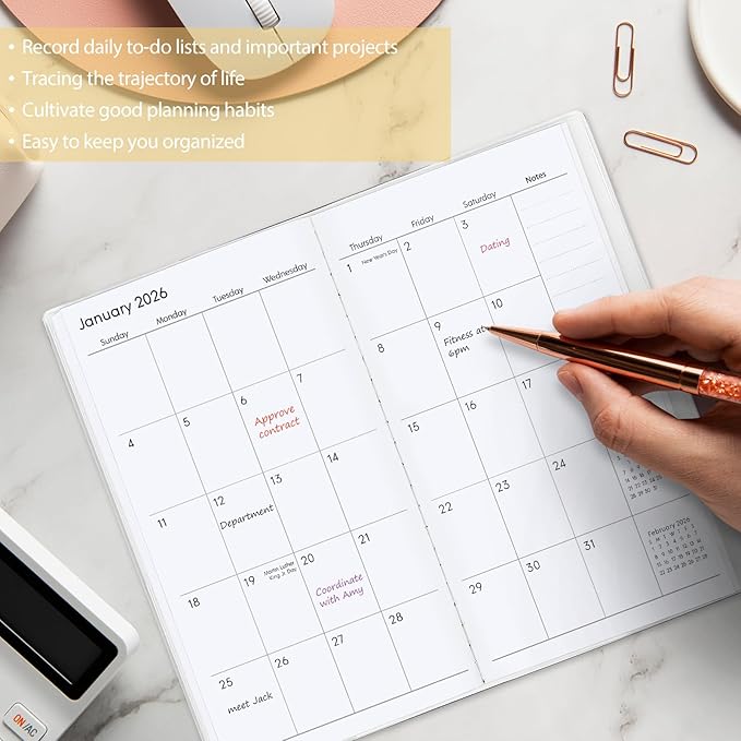 Pocket Calendar 2025-2027, Purse Monthly Planner, Runs from June 2025 Until December 2027, 3.7" x 6.7", Pocket Calendar with Star PVC Cover for Office