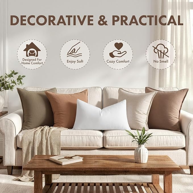 MIULEE 12x16 Synthetic Down Alternative Pillow Insert Decorative Throw Pillow 12 x 16 Inch Body Bed Sleeping Ultra Soft Fluffy Form for Sofa Couch Bed
