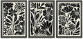 TQianJiang Flower Plant Sign Wall Decor 16"X11" Set of 3 Black And White Botanical Painting Wood Framed for Bedroom Abstract Wildflower Hanging Art (Black)