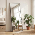 DUMOS Full Length Mirror 24"x 65.1" for Bedroom, Full Body Mirror with Stand, Hanging or Leaning for Wall, Aluminum Alloy Thin Frame Floor Standing for Living Room, Long, Black