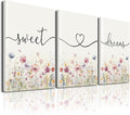 Bedroom Wall Art Decor - Set of 3 Framed Farmhouse Sweet Dreams Sign 12’’x16’’ Above Bed Wall Decor for Bedroom Decor Wall Art Wood Signs (Multicolour, 12’’x16’’)