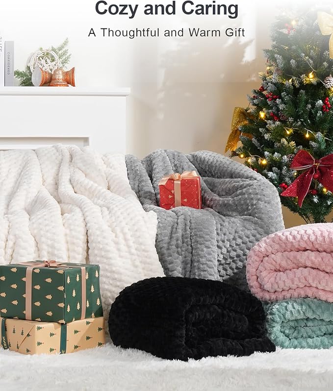 Super Fuzzy Soft Fleece Sherpa Weighted Blanket 15 lbs for Adults, 3D Imitation Turtle Shell Luxury Weighted Throw for Better Sleep, Dual Sided Cozy Blankets for Couch Bed, Cream White, 60" x 80"