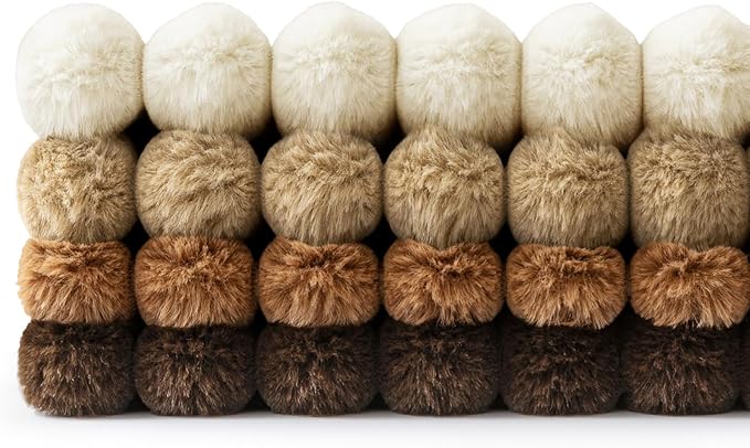 MIULEE Faux Fur Plush Decorative Throw Pillow Covers 18x18 Set of 4, Boho Farmhouse Soft Fuzzy Striped Cushion Covers for Sofa Couch Bed Living Room Vintage Rustic Home Decor,Brown