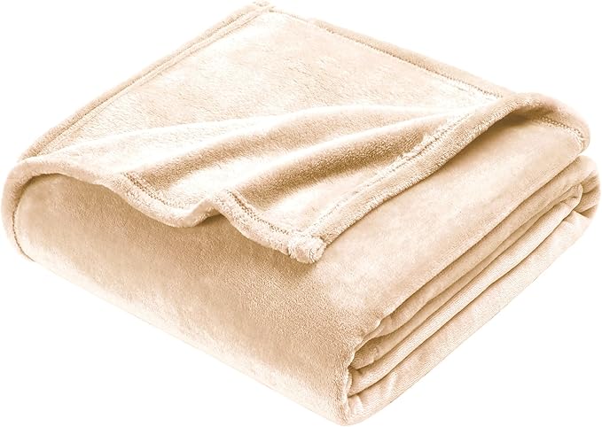 DREAMNINE Super Soft Fuzzy Fleece Throw Blanket for Couch Sofa 50" x 60", Decorative Solid Lightweight Velvet Blanket for Chair, Cozy Accent Shaggy Micro Plush Flannel Blankets for Bedroom Dorm, Beige