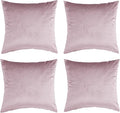 GIGIZAZA Velvet Blush Pink Throw Pillow Covers Decorative Cushion Covers Pillow Cases Sham for Sofa Couch (18x18inch(45x45cm)-4pcs, Blush Pink)