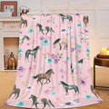 Western Horse Throw Blanket - Soft Plush Fleece Farm Animal Blankets- Cozy Horse Stuff Gifts for Women Girls Kids 50"X60"