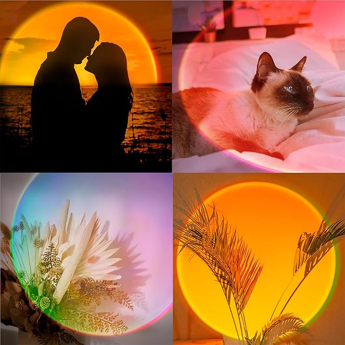 Sunset Lamp Projector Multicolor Changing LED Projection Lamp,Switch Button and APP Control 360 Degree Rotation Sunlight Lamp for Bedroom, Photography, Party, Tiktok Live, Room Decor