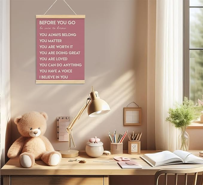 Mental Health Positive Affirmations Inspirational Wall Art Decor, Therapist Nurse Office Signs Wall Art Decor For Office Kids Teen Girls Room Bedroom Playroom Wall Decor Wood Posters Framed（pink）