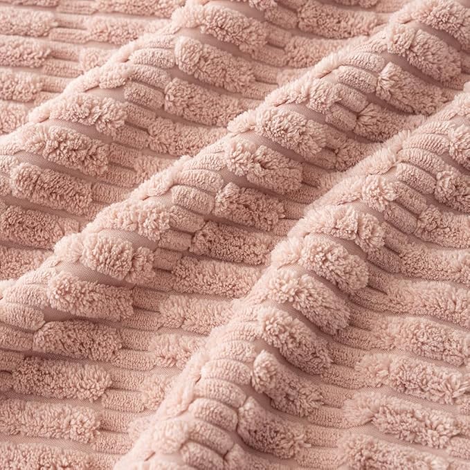 MIULEE Pack of 4 Pink Valentines Corduroy Decorative Spring Throw Pillow Covers 18x18 Inch Soft Boho Striped Pillow Covers Modern Farmhouse Home Decor for Sofa Living Room Couch Bed