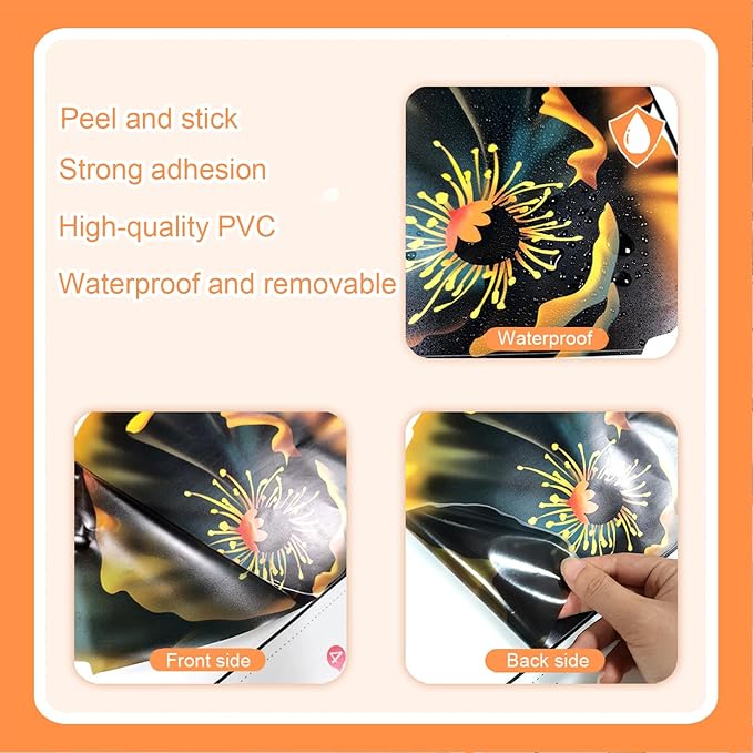TUOKING Black Gold Flowers Wall Stickers Decor Removable Wall Murals Peel and Stick Wall Art Decal Home Decor for Kitchen,Bedroom,Living Room(MS3241)