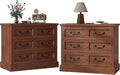 27.6" Wide Farmhouse Nightstand with Charging Station, 3 Drawer Nightstands Set of 2, Larger Side Table End Table, Modern Night Stand for Bedroom, Living Room, Cherry Nightstand
