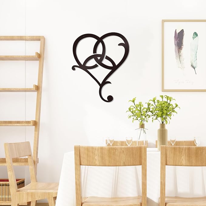 Bnesi Infinity Heart Metal Wall Art Love Signs for Home Decor Black Wall Decor Above Bed Wall Decor Minimalist Wall Art for Living Room Bedroom Bathroom Kitchen (Style L)