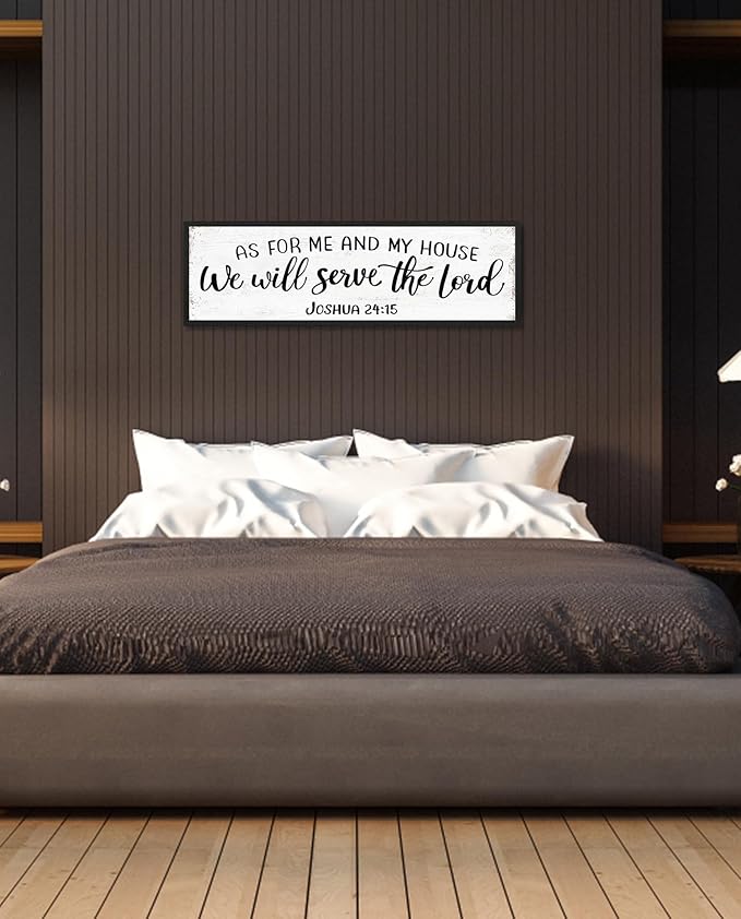 YPY As For Me And My House We Will Serve The Lord Joshua 24 15 Sign: Christian Jesus Wall Art, Bible Verses Scripture Wall Decor, Modern Farmhouse Decorations Signs for Home Living Room 12"×40"