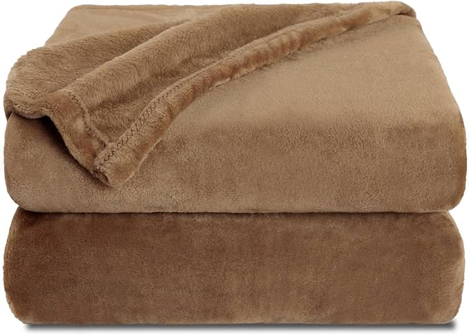 NANPIPER Fleece Blankets, Super Soft Flannel Fuzzy Blanket for Couch, Luxury Cozy Lightweight Microfiber Dog Blanket-Throw Size,Coffee Brown