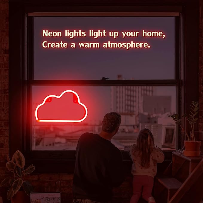 Cloud Neon Sign Red Cloud Light Sign for Wall Decor,Battery or USB Powered Clouds Shaped LED Sign Decoration Lights for Bedroom Aesthetic Teen Girl Kid Room Christmas Birthday Wedding Party