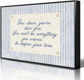Slow Down You're Doing Fine Canvas Wall Art, Navy Blue Stripes Positive Quote Poster, Daily Affirmations Wall Decor for Bedroom Dorm, Modern Office Inspiring Typography Print 24x36in Framed