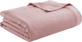 Madison Park 100% Egyptian Cotton Lightweight Summer Blanket, Breathable Waffle Knit Design, Soft Cozy All-Season Throw for Bed, Couch or Sofa, Rose Twin Size (66"x90")