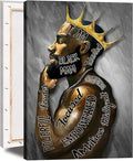 Framed African American Wall Art Man Portrait Wall Art Inspirational Black Man Motivational Quotes Afro King Poster Abstract Canvas Prints Painting Home Decor for Bedroom Living Room Ready to Hang
