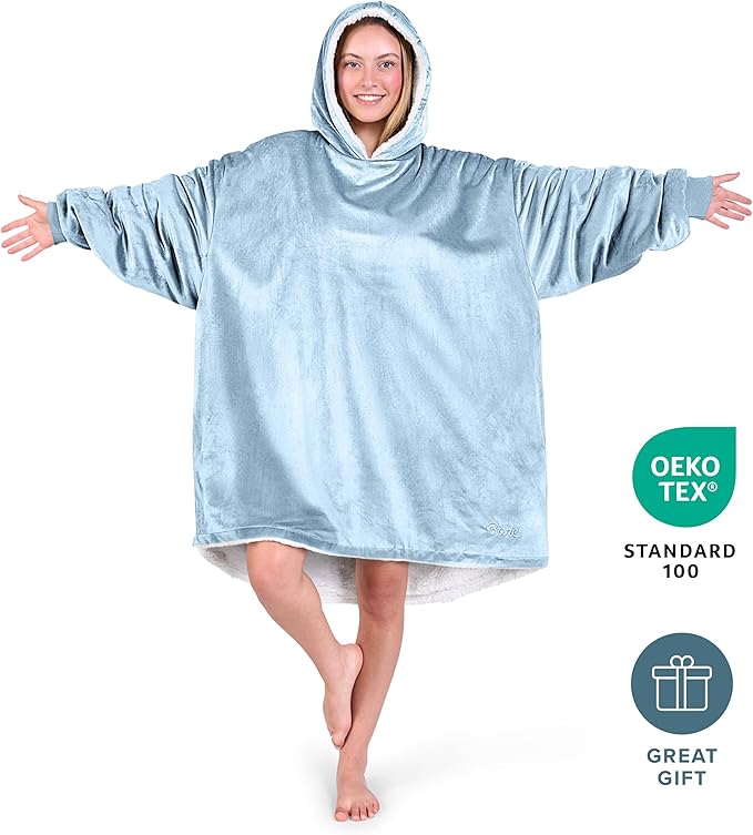 Bare Home Wearable Blanket Hoodie - Soft Plush Sherpa - Warm and Cozy - Oversized Wearable Blanket - Adult & Kid Sizes